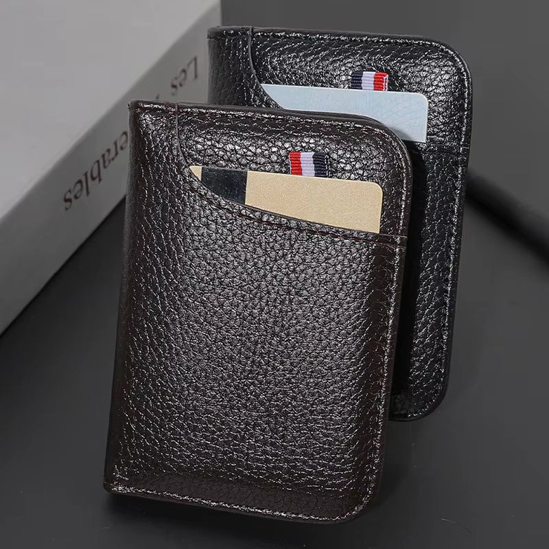Portable Super Slim Soft Wallet PU Leather Credit Card Wallet Purse Card Holders Men Wallet Thin Small Short Wallets,Black